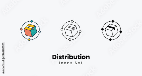 Distribution icons vector set stock illustration.