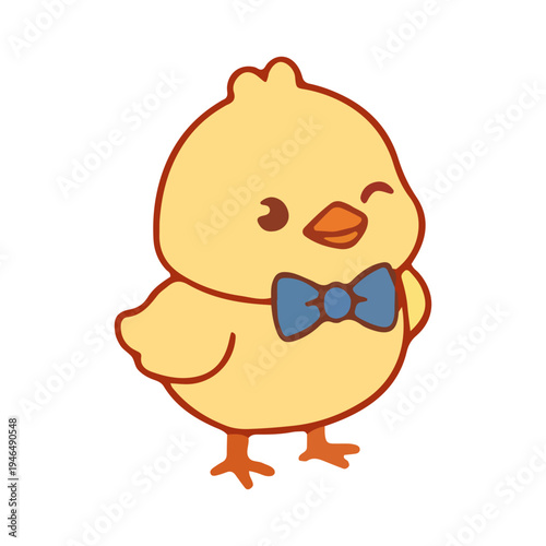Cute Chick with Bow Tie Illustration