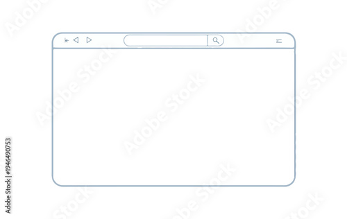 Wireframe sketch of a web browser window with search bar and navigation buttons Keywords: wireframe, sketch, browser, window
