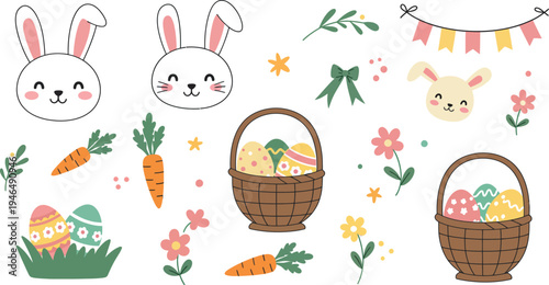 Hand drawn happy easter day concept