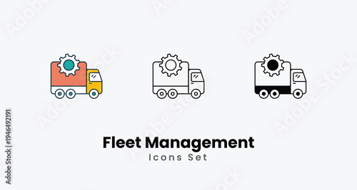 Fleet Management icons vector set stock illustration.