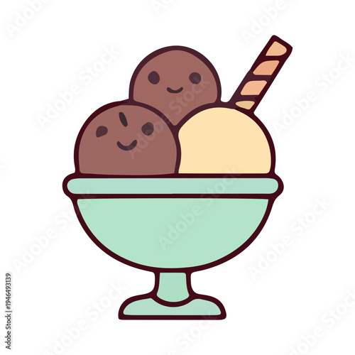 Cute Ice Cream Sundae Illustration