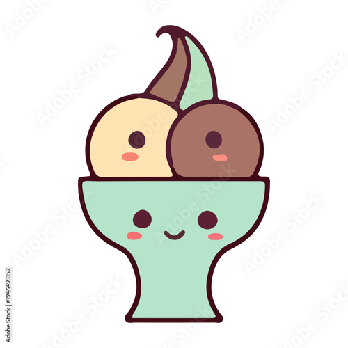 Cute Kawaii Ice Cream Sundae