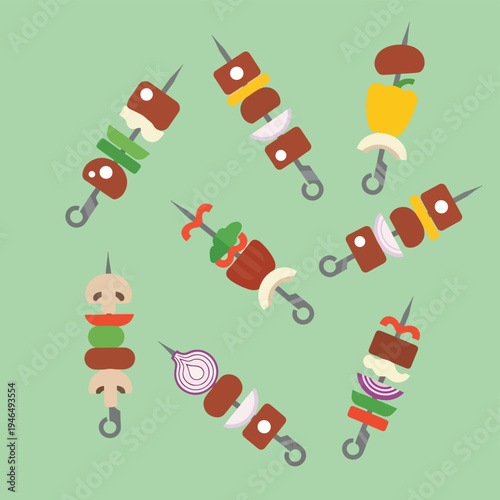 Assortment of Colorful Vegetable Skewers