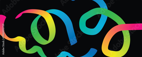 Vibrant abstract color lines pattern background with gradient rainbow swirls