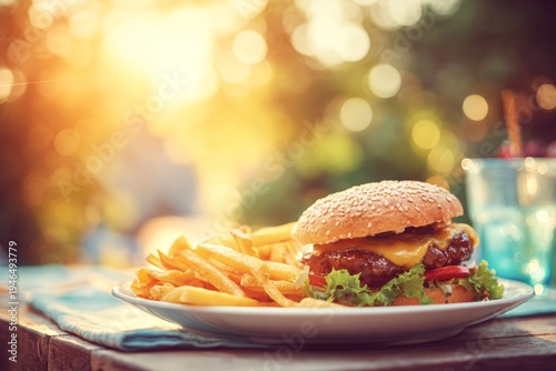 Appealing burger with melted cheese and fresh lettuce