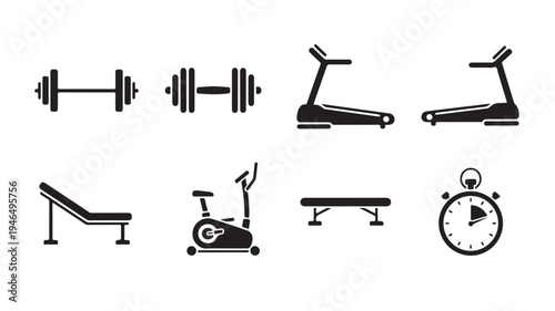 Gym Equipment Icons For Fitness Concepts And Healthy Lifestyle Backgrounds