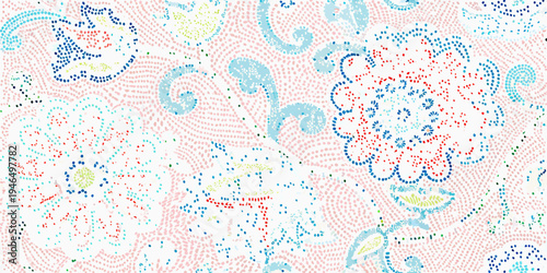 Delicate floral pattern with dotted texture in pastel shades