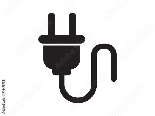 Electric plug icon, electric cable, energy, and connection symbols, Vector Illustration