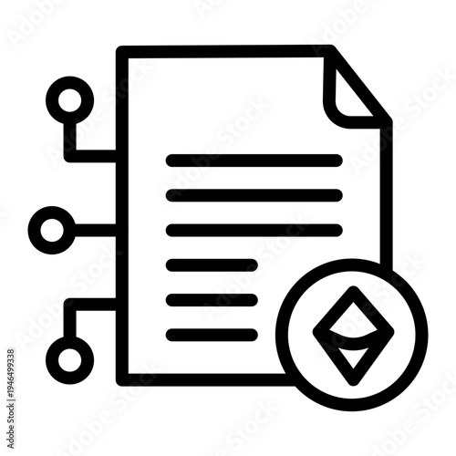 Smart Contract Vector Line Icon Design