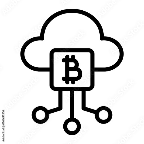 Crypto CloudStorage Vector Line Icon Design