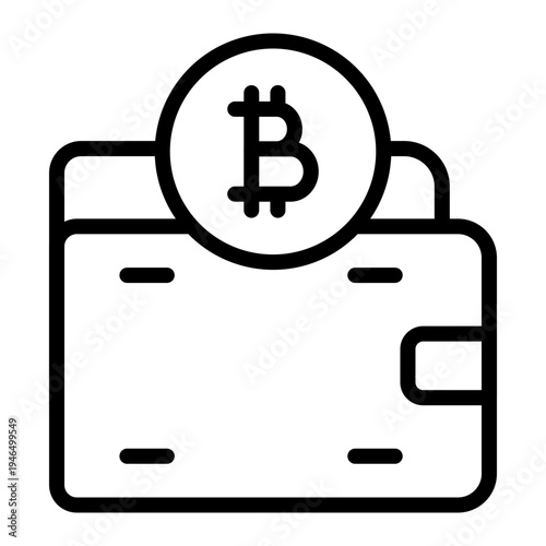 Crypto Wallet App Vector Line Icon Design