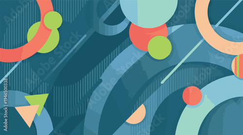 Abstract geometric background with colorful overlapping shapes and lines