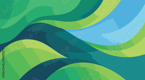 Wavy abstract background with green and blue organic shapes