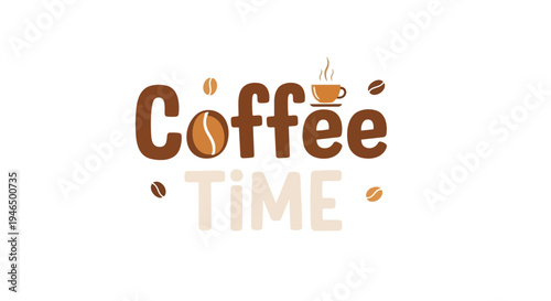 A vivid graphic illustration showing the comforting ritual of coffee time with elegant brown typography a delightful steaming cup and scattered