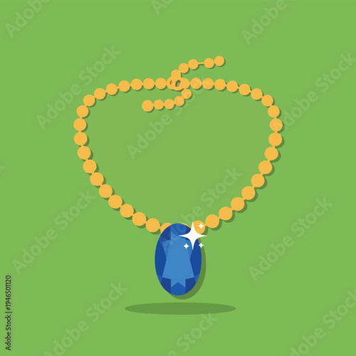 Elegant Gold and Sapphire Necklace Illustration