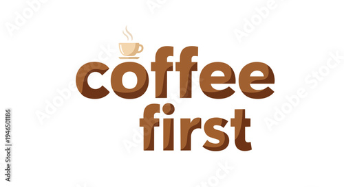 A captivating minimalist graphic design artwork showcasing the essential morning ritual of coffee enjoyment with a stylish cup and rising steam icon