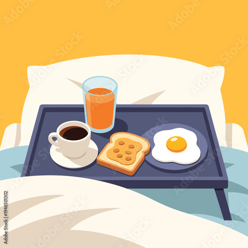 Breakfast in Bed Tray with Food and Drink