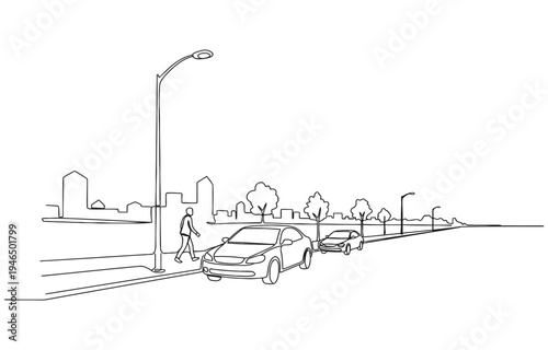 Light traffic one line continuous. Light traffic line art. Hand drawn vector art.
