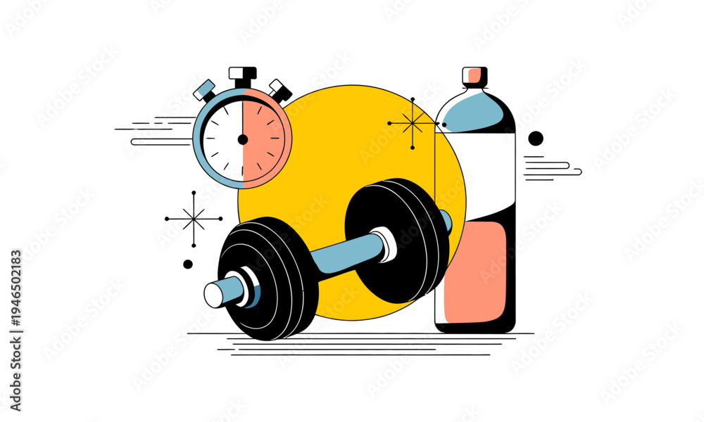Obraz premium Fitness Training Time Illustration