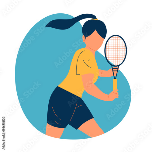 Woman Playing Tennis Illustration