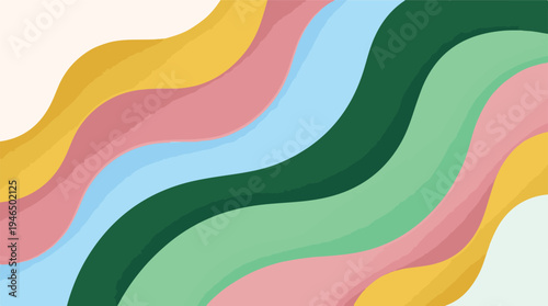 Abstract Wavy Colorful Stripes Background with Smooth Pastel Tones