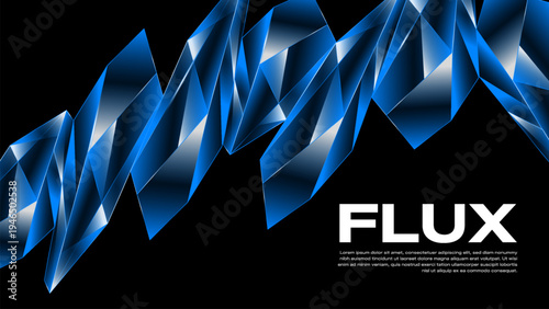 Blue Polygon Crystal Abstract Background - Futuristic Glass Shards Technology Design