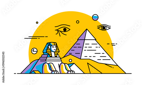 Minimalist Vector Illustration of the Great Sphinx of Giza in Egypt