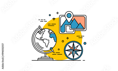 Minimalist World Globe Illustration for Education and Travel