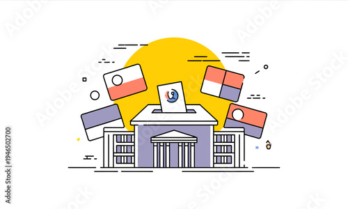 Polish Election Concept with Ballot Box and Flag Illustration