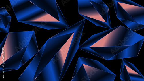 Blue Polygon Crystal Texture Abstract Background - Futuristic Glass Geometry Design