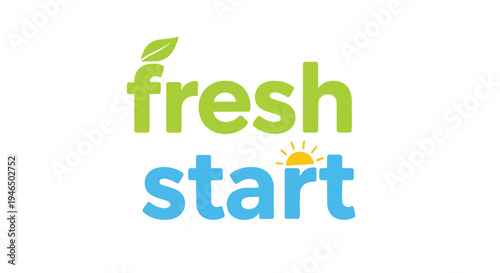 Conceptual logo symbolizing new beginnings growth and natural vitality with refreshing vibrant colors representing positive transformation and