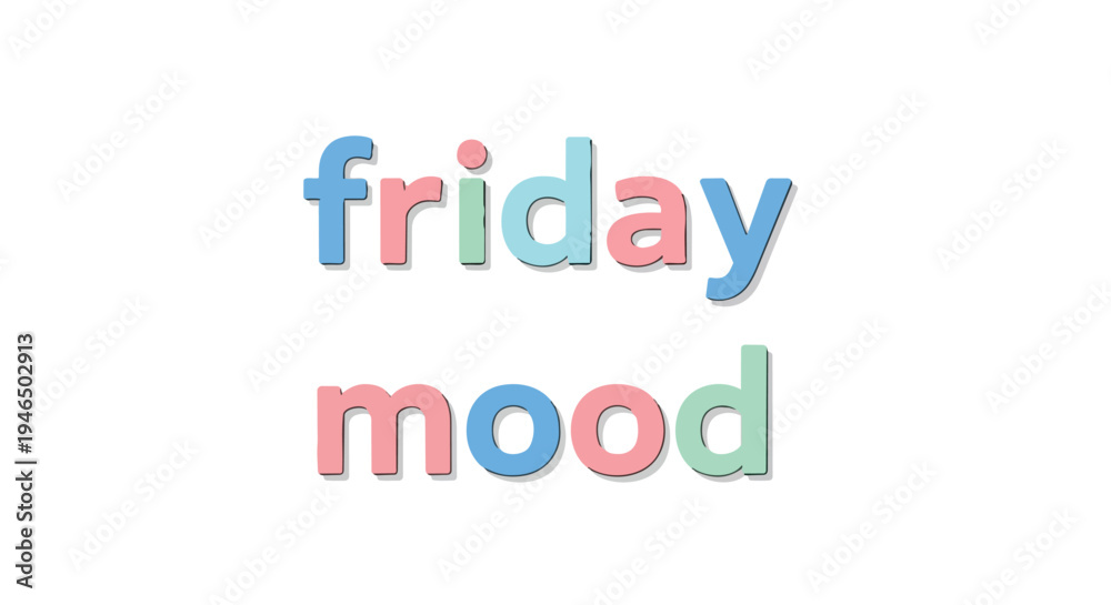 Obraz premium Playful pastel text expressing the joyful anticipation of the weekend, vibrant lettering conveying a relaxed and happy disposition, celebrating
