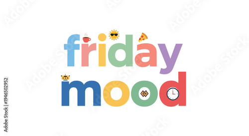 A vibrant typographic design celebrating the end-of-week bliss a cheerful visual representation of Friday's joyful anticipation and lighthearted