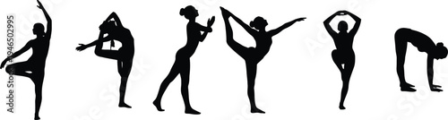 Silhouettes of dancers in various poses