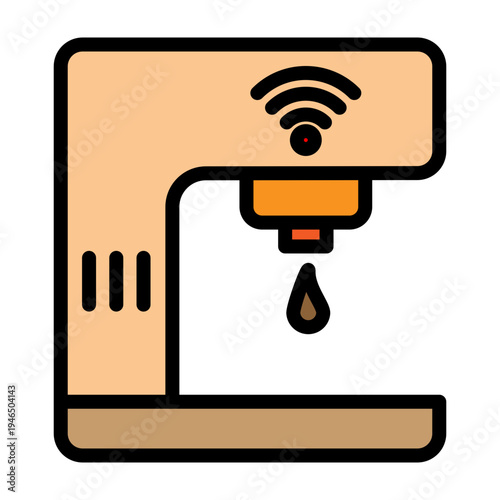 Smart Coffee Maker Vector Filled Icon Design