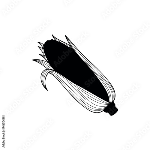 Fresh Corn silhouette icon vector illustration on white background.