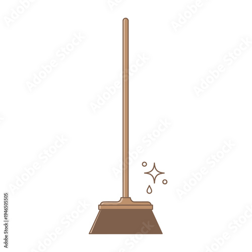 A brown broom with sparkles.
