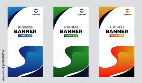 Set of Vertical Business Banner Template. Modern Graphic Design with Abstract Gradient.