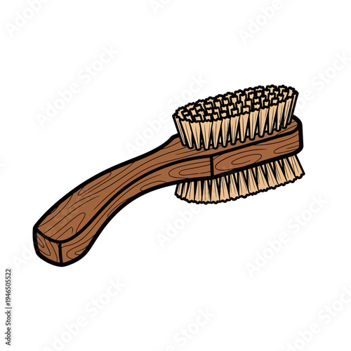 A brown double sided shoe brush.