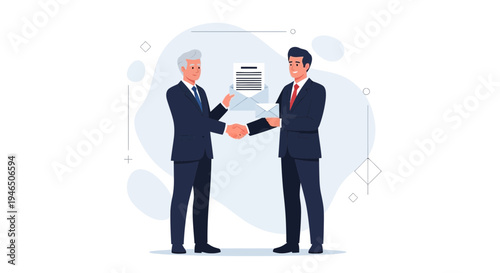 Businessmen shaking hands over a contract, agreement, partnership, success, deal