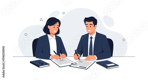 Business Meeting: Signing Contract Agreement, Partnership, Collaboration, Teamwork