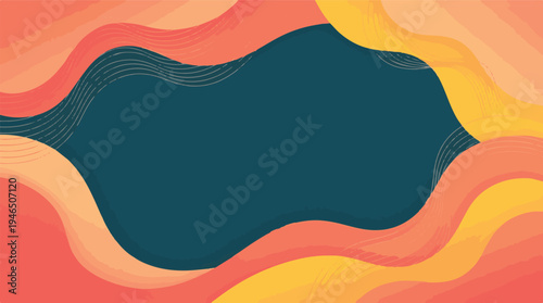 Abstract background with fluid wavy shapes, vibrant colors, and organic lines
