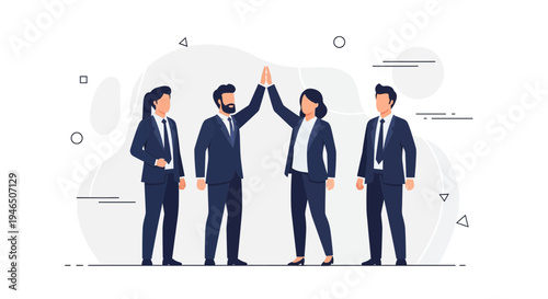Teamwork success: Business people high five, celebrating achievement and collaboration