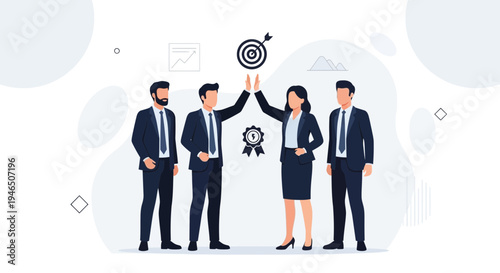 Business Team High Five Celebrating Success Goal Achievement and Teamwork