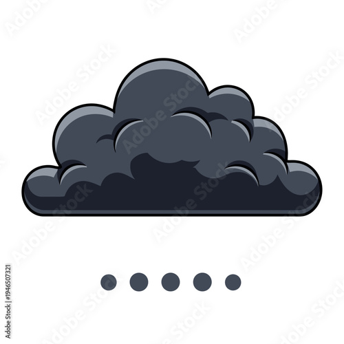 a dark grey cartoon cloud with rain.