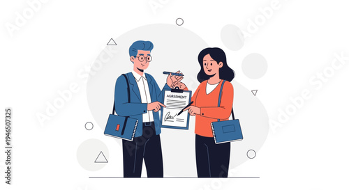 Business agreement signing, contract deal, handshake, business people signing document