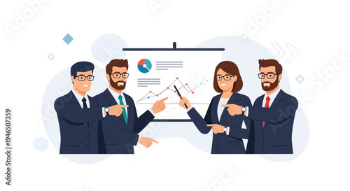 Business Team Presenting Financial Growth Chart on Whiteboard