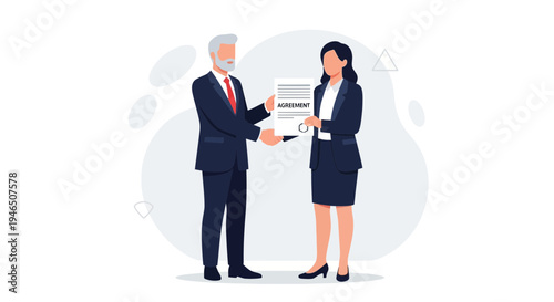 Business partners signing an agreement contract, legal document, partnership deal