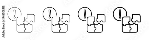 Problem Solving and Strategic Solution Puzzle Icon Line art Vector Illustration